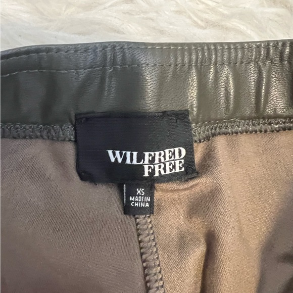 Aritzia Faux Leather Olive Leggings - Picture 3 of 8